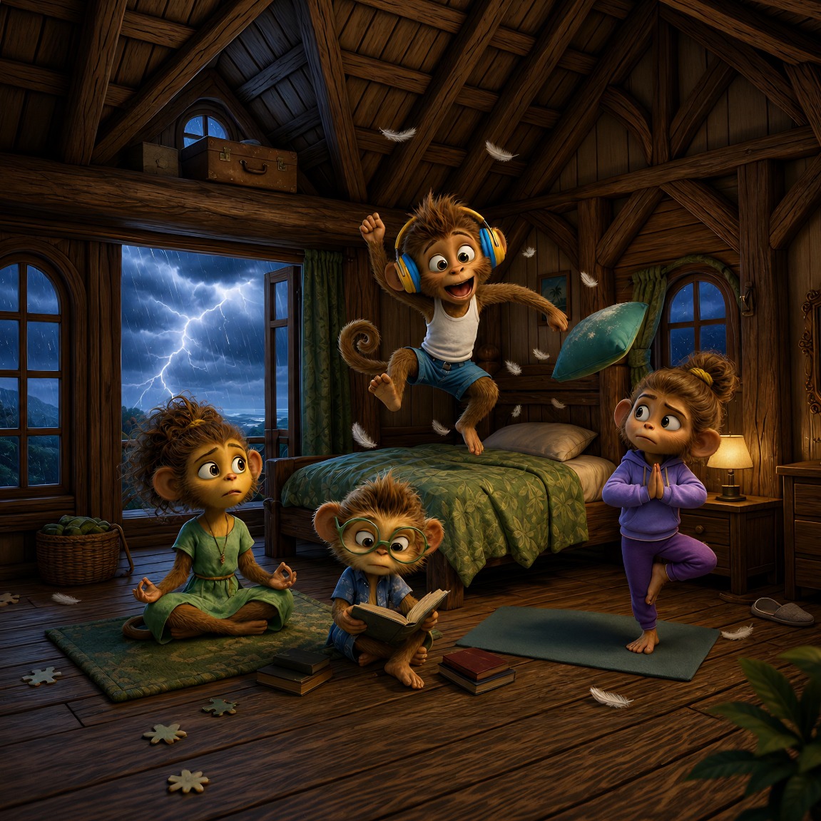 Milo, Kip, Kiki, and Lula in Jungle Jamboree